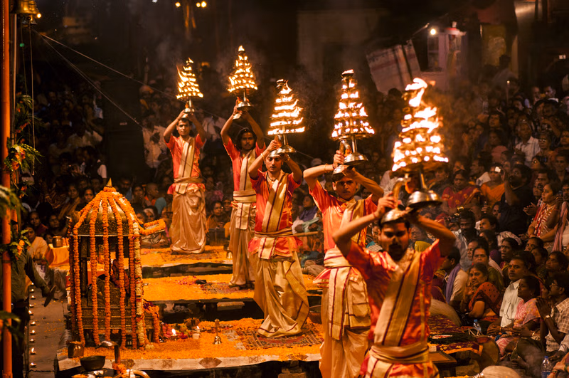 Pilgrims at Ganga Aarti